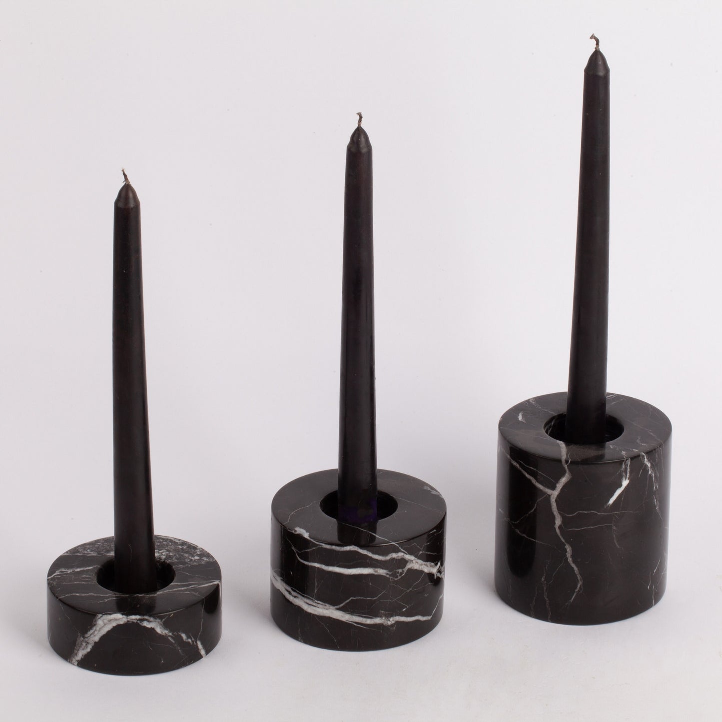 3pcs Black marble candleholder set, candlestick holder set of three, Marble candleholder, stone candlestick holder, Black marble