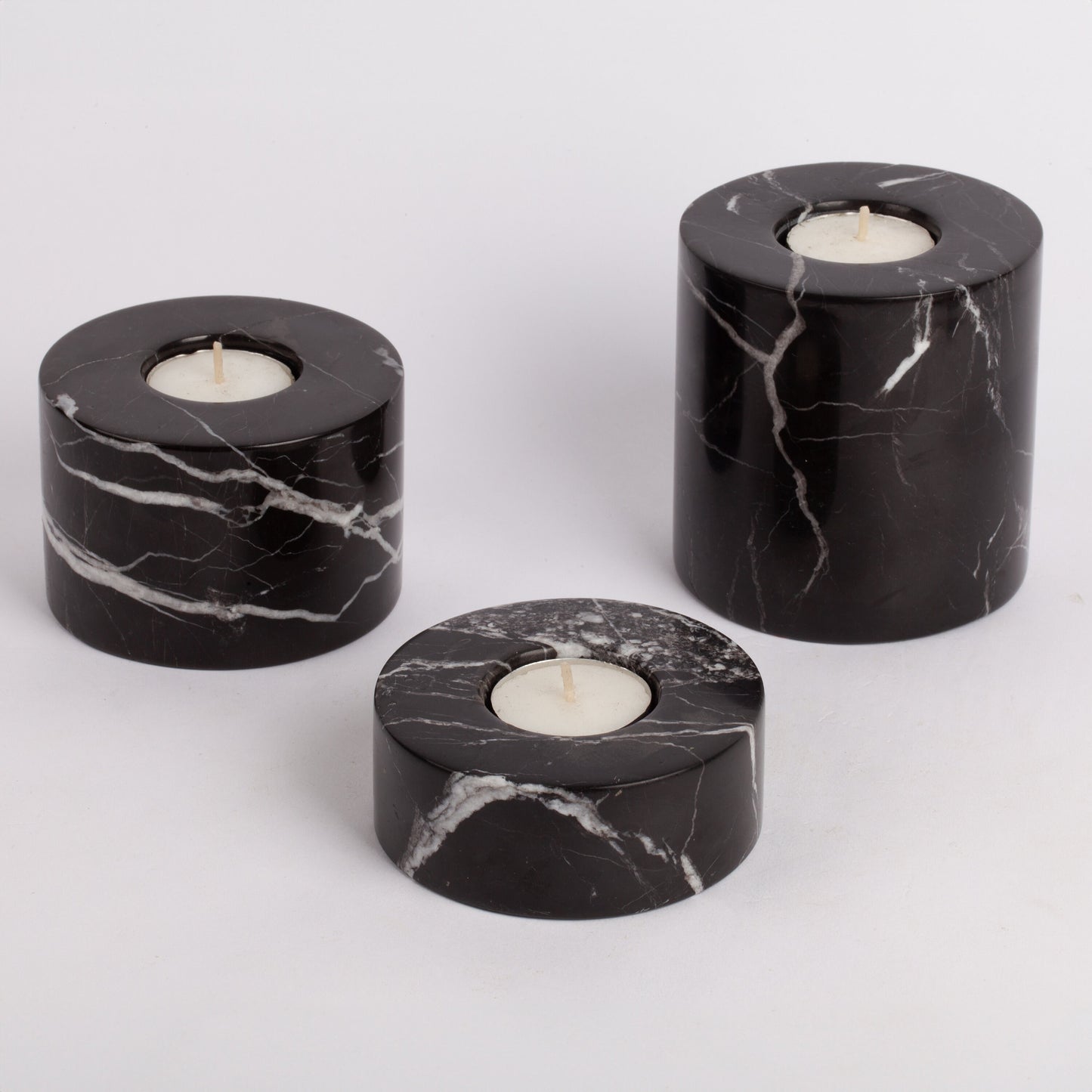 3pcs Black marble candleholder set, candlestick holder set of three, Marble candleholder, stone candlestick holder, Black marble