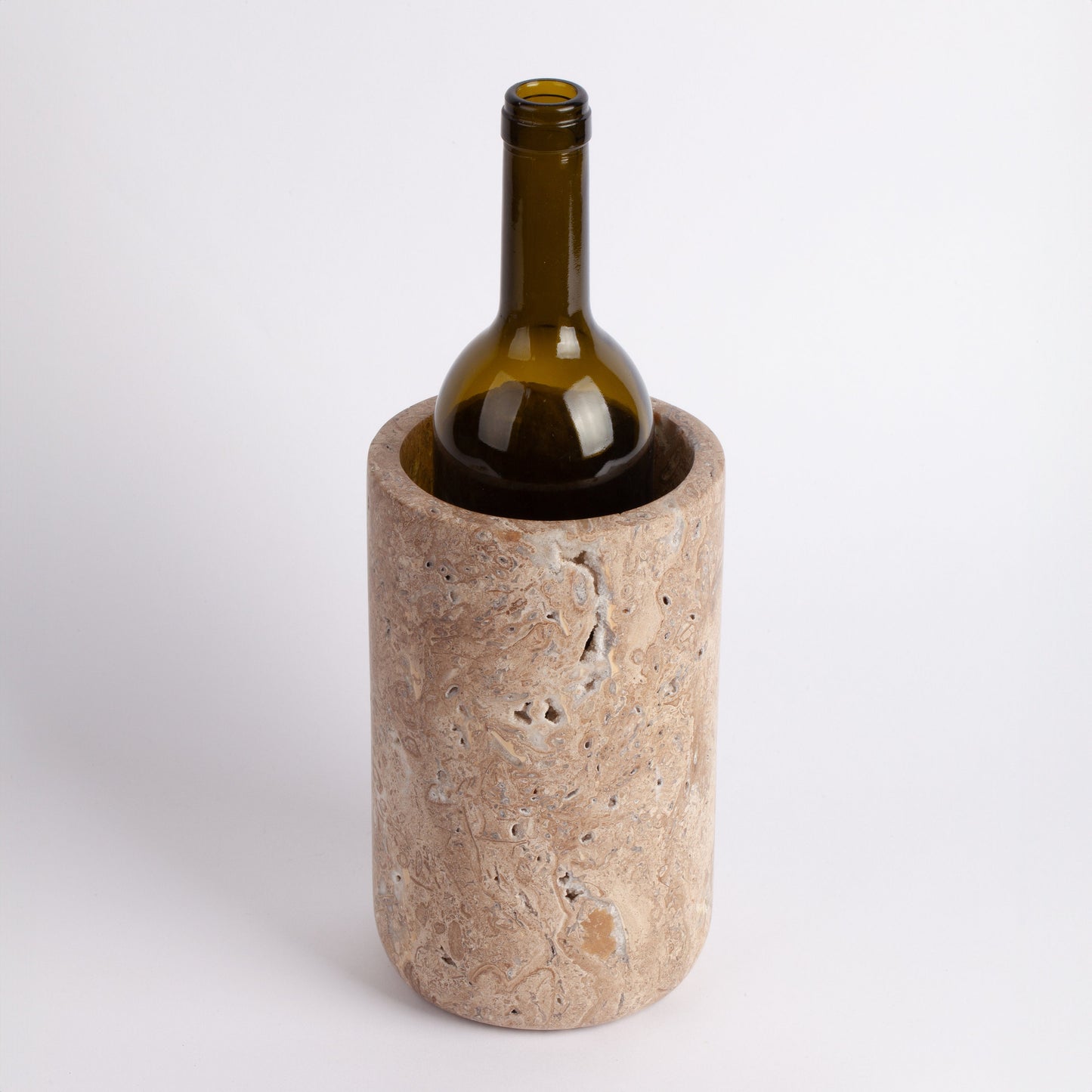 Noche Travertine Cylinder Vase / Stone Bottle Holder / Travertine Wine Holder / Marble Wine Holder / Travertine Wine Rack / Wine Cooler