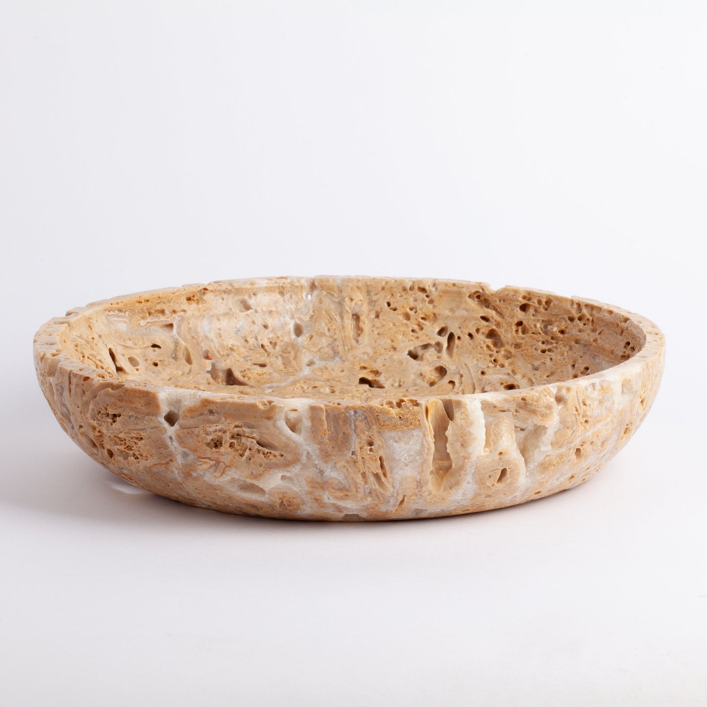 11.2" (28.5 cm) Travertine Bowl, Natural Stone Bowl, Kitchen Accessories, Home Gift, Home Decoration, Handmade Bowl, Travertine Centerpiece