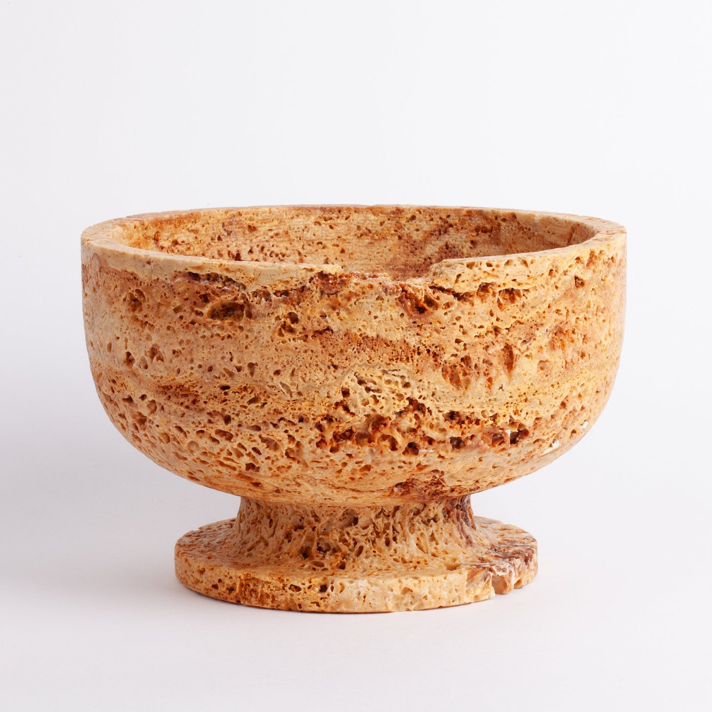 Orange Travertine Pedestal Bowl, Natural Stone Bowl, Kitchen Accessories, Home Gift, Home Decoration, Handmade Bowl, House Warming Gift