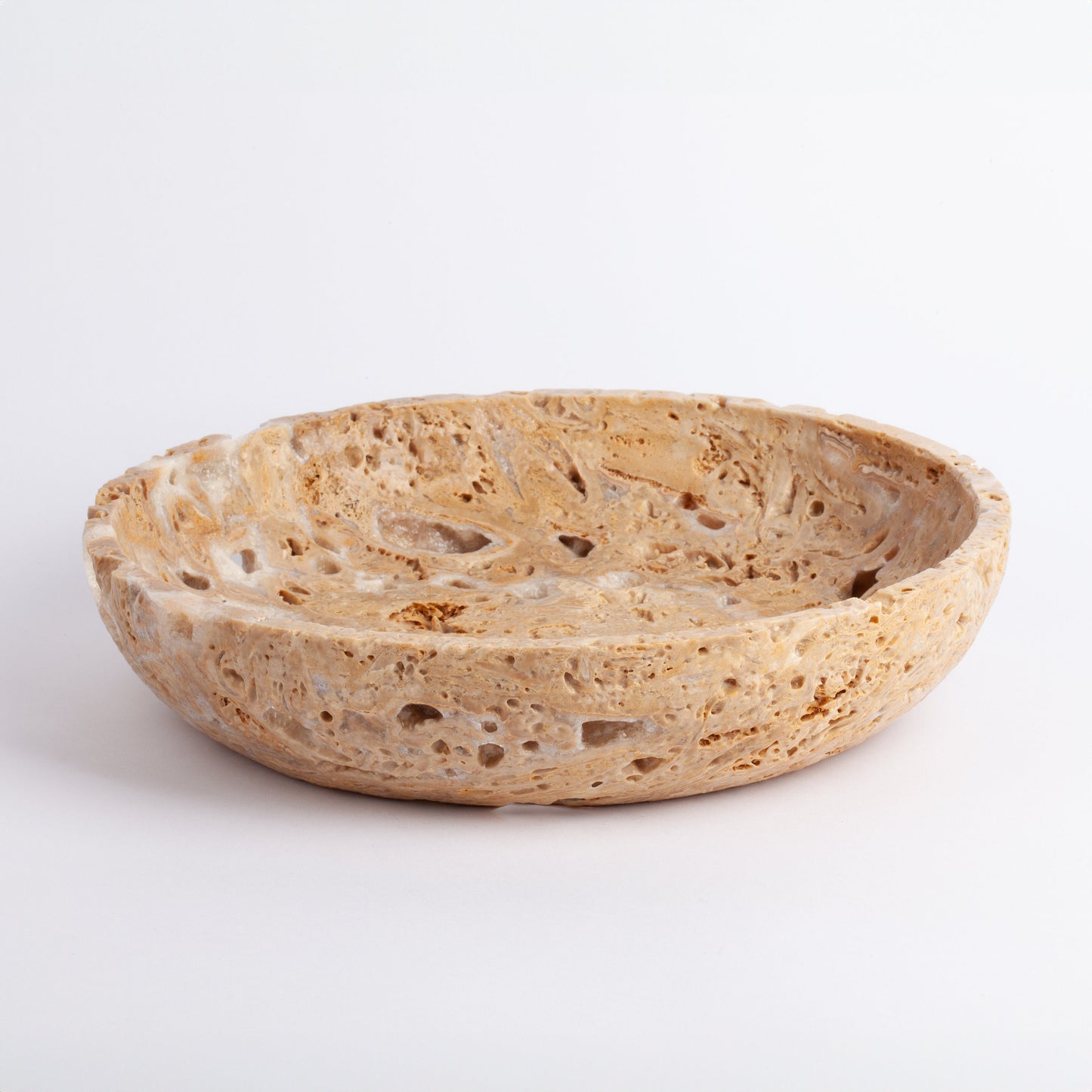 11.2" (28.5 cm) Travertine Bowl, Natural Stone Bowl, Kitchen Accessories, Home Gift, Home Decoration, Handmade Bowl, Travertine Centerpiece