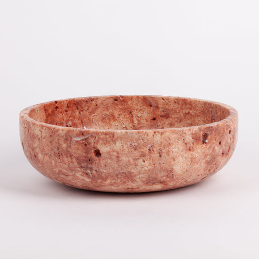 7.9" (20 cm) Pink Travertine Bowl, Natural Stone Bowl, Kitchen Accessories, Home Decoration, Handmade Bowl, Gift For Her, Pink Kitchen