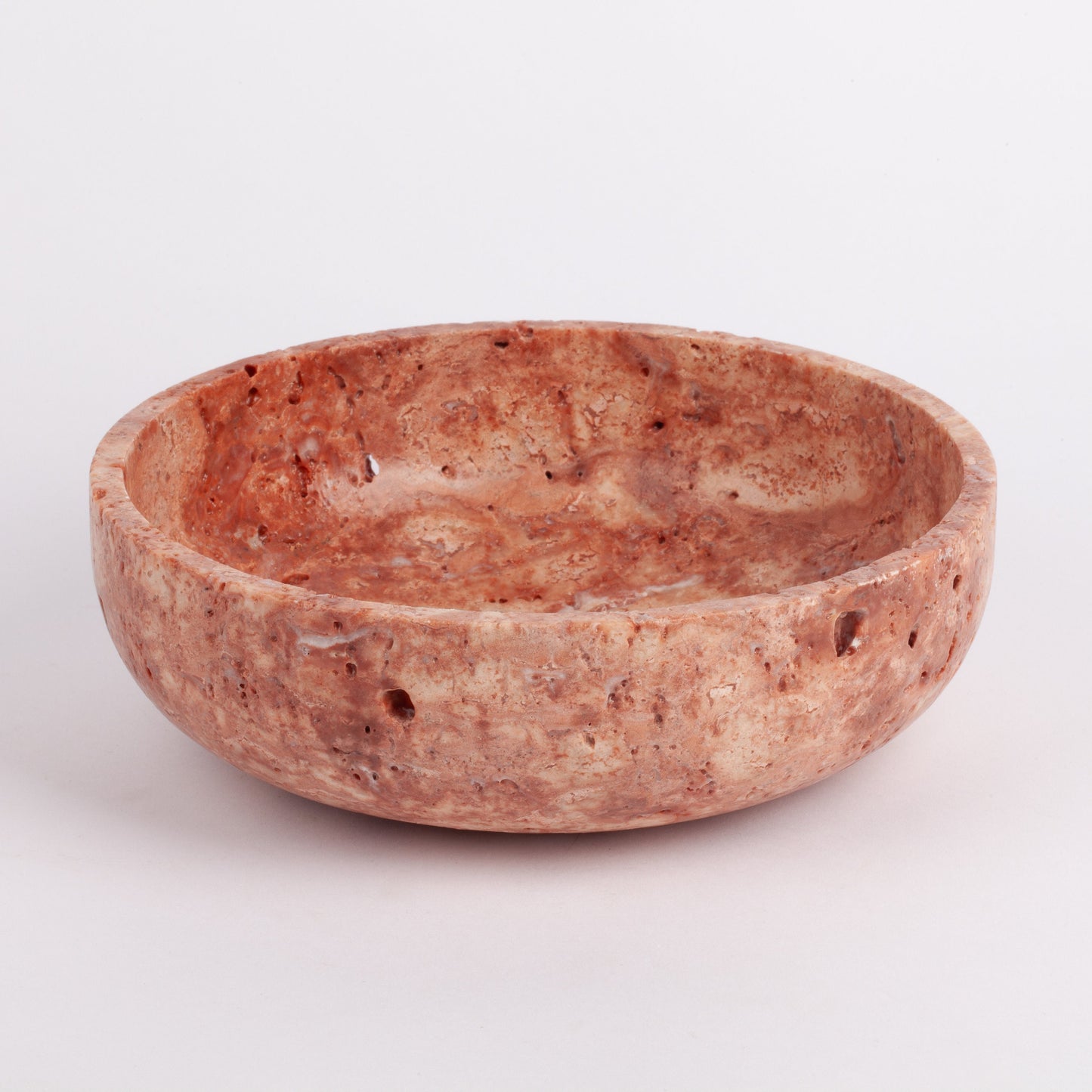 7.9" (20 cm) Pink Travertine Bowl, Natural Stone Bowl, Kitchen Accessories, Home Decoration, Handmade Bowl, Gift For Her, Pink Kitchen