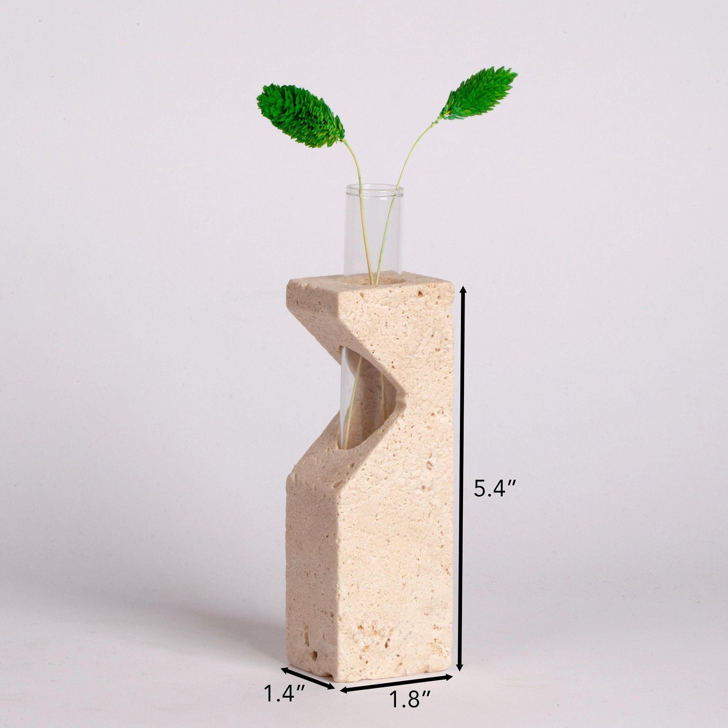 Beige Travertine Glass Tube Planter, Unique Planter, Natural Planter, Glass Planter, Travertine Planter, Stone Planter