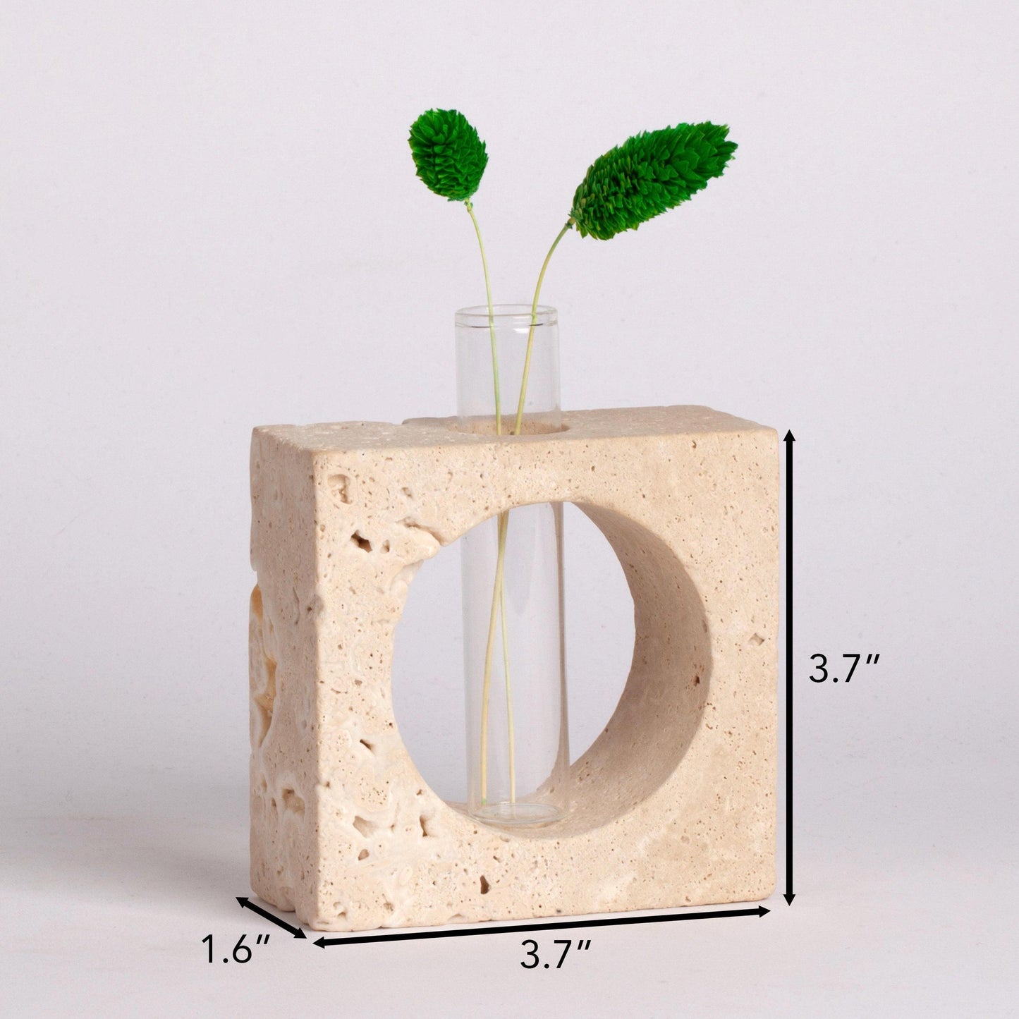 Beige Travertine Glass Planter Holder "Square", Unique Planter, Square Planter, Natural Planter, Stone Planter, Travertine Planter