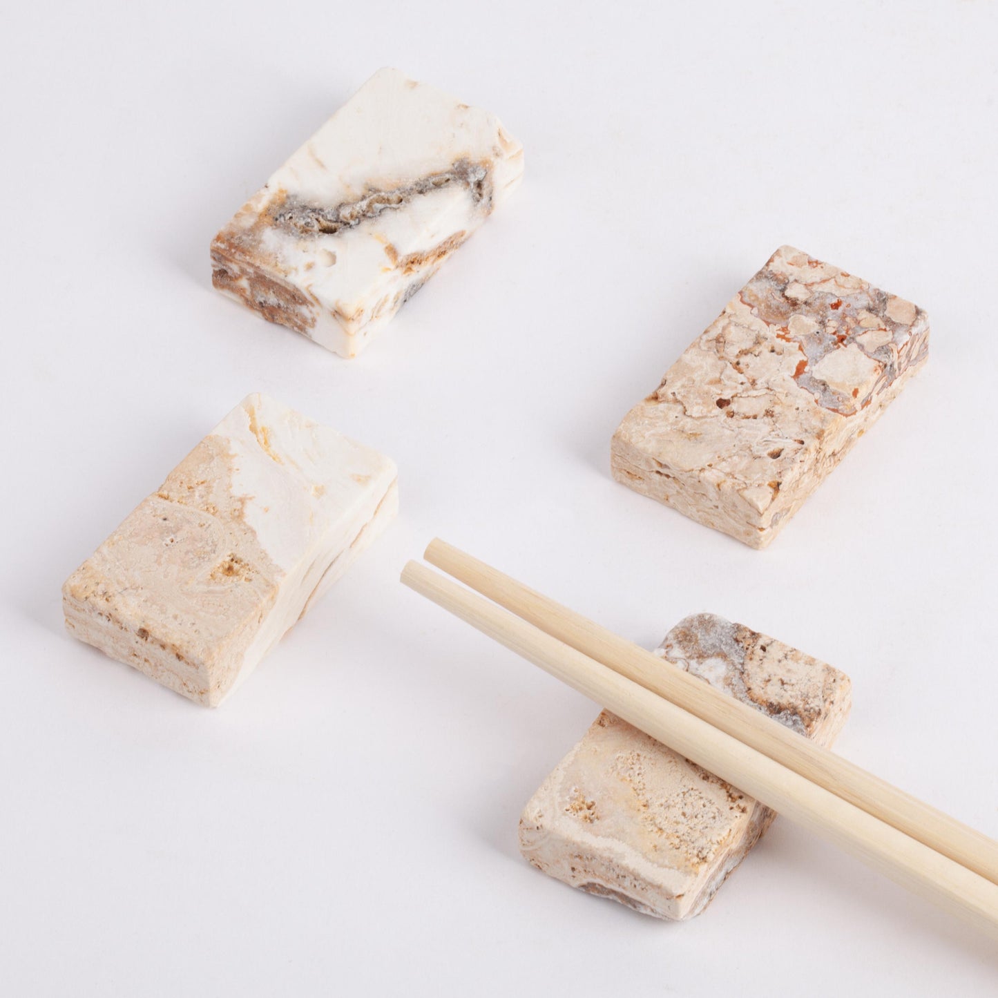 Mini Leonardo Travertine Rest, Chopstick Rest, Lilac Marble Cutlery Rest, Mini Cutlery Rest Set, Travertine Cutlery Rest, Hashioki Chopstick