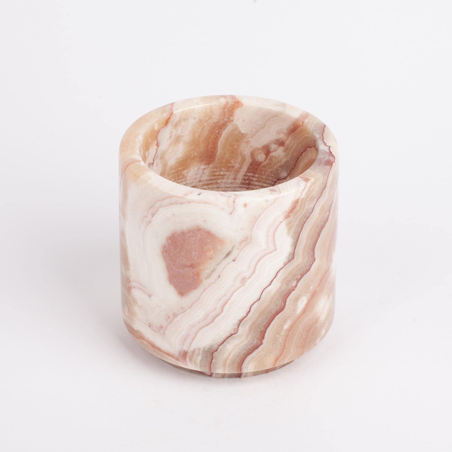 Pink / Rose Alabaster Cylinder Bowl / Hand Carved Onyx / Onyx Decoration / Alabaster Decoration / Natural Home Decoration / Natural Stone