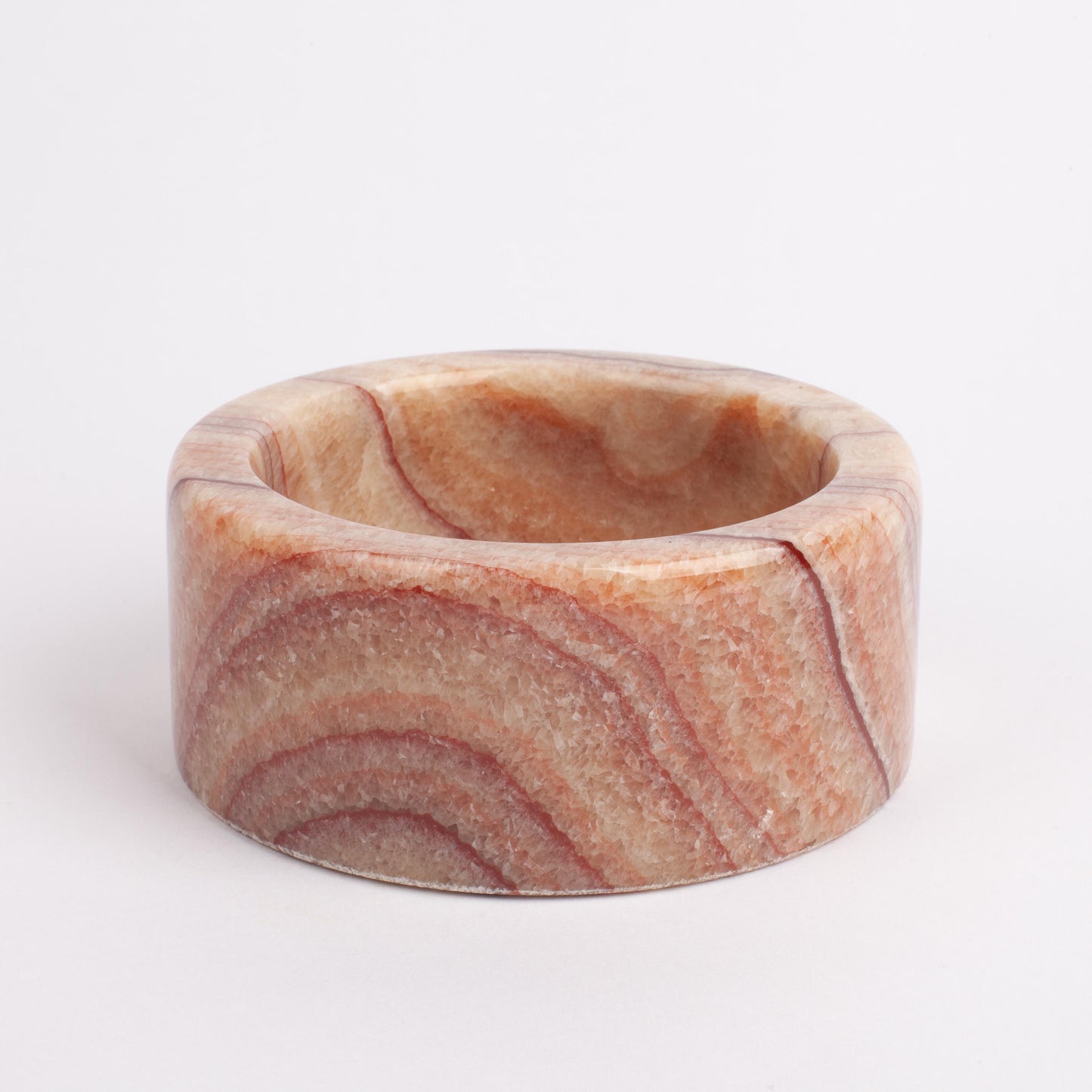 Pink / Rose Alabaster Cylinder Bowl / Hand Carved Onyx / Onyx Decoration / Alabaster Decoration / Natural Home Decoration / Natural Stone