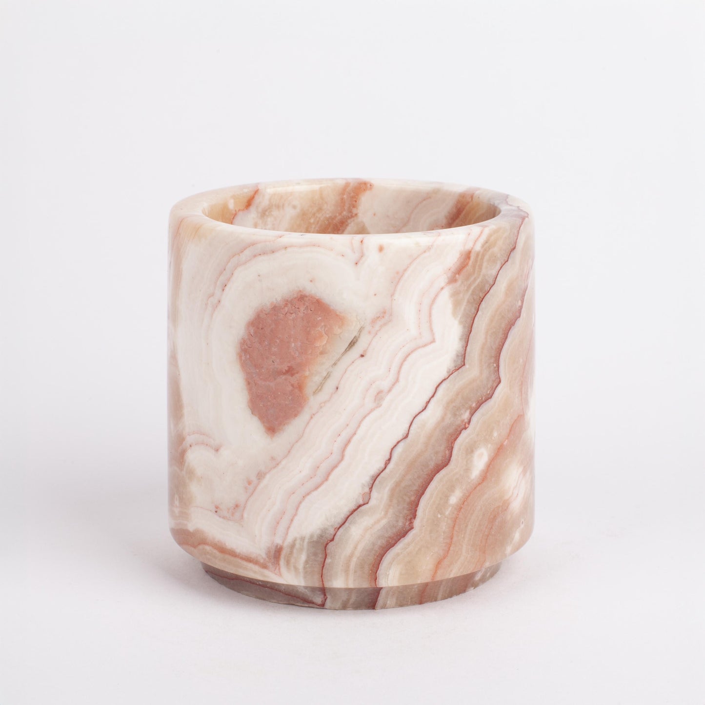 Pink / Rose Alabaster Cylinder Bowl / Hand Carved Onyx / Onyx Decoration / Alabaster Decoration / Natural Home Decoration / Natural Stone