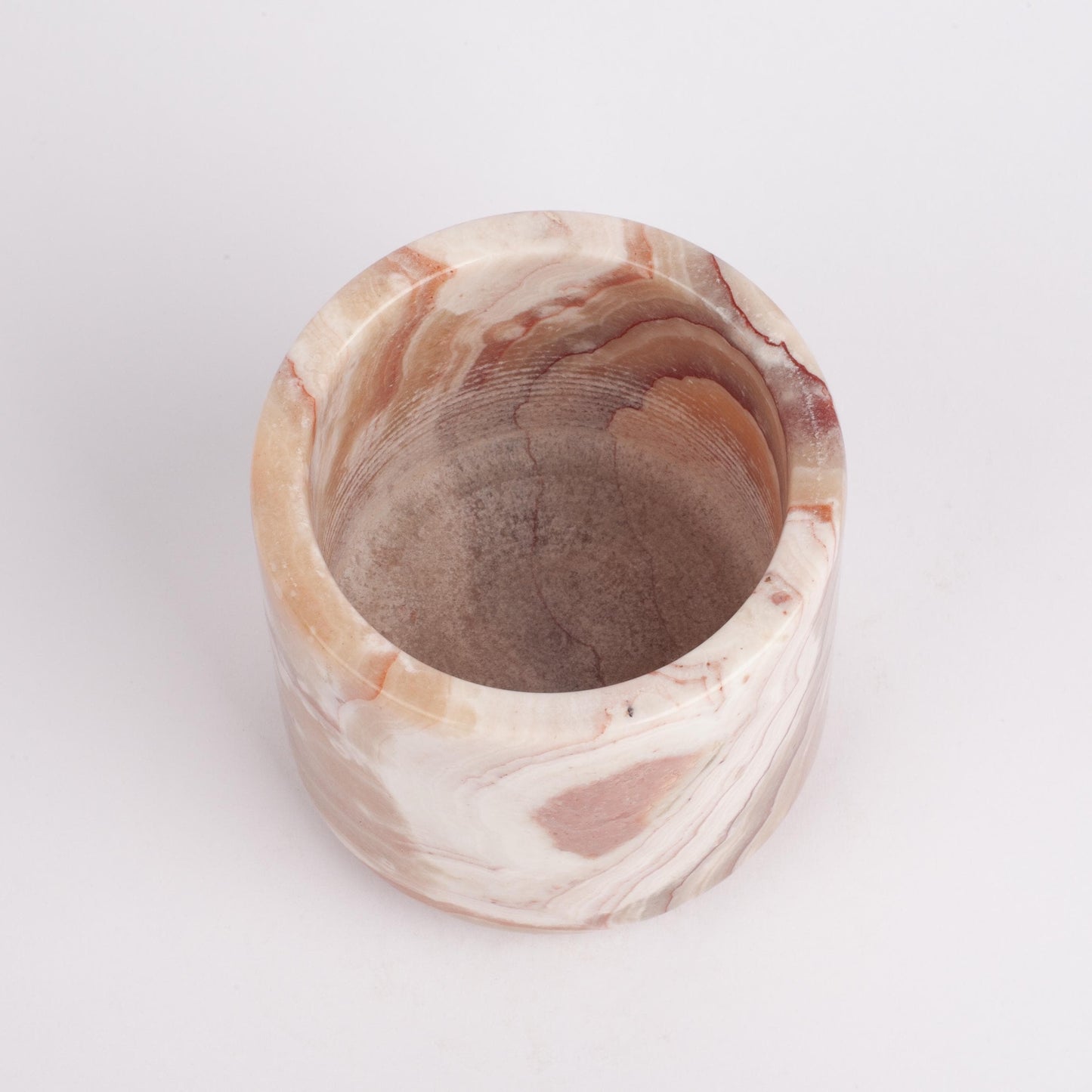 Pink / Rose Alabaster Cylinder Bowl / Hand Carved Onyx / Onyx Decoration / Alabaster Decoration / Natural Home Decoration / Natural Stone