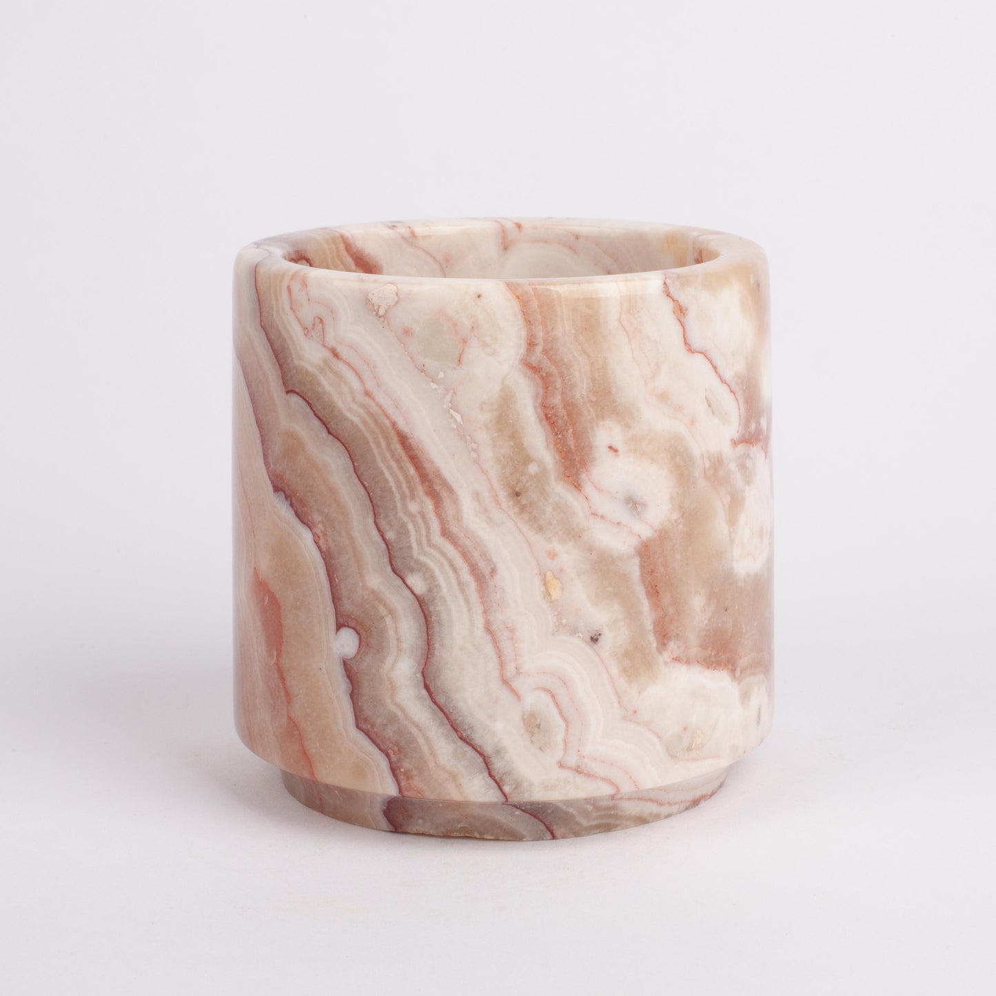 Pink / Rose Alabaster Cylinder Bowl / Hand Carved Onyx / Onyx Decoration / Alabaster Decoration / Natural Home Decoration / Natural Stone