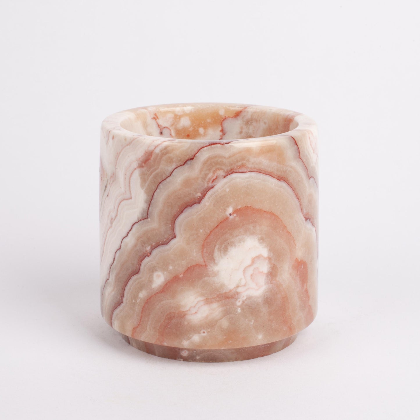 Pink / Rose Alabaster Cylinder Bowl / Hand Carved Onyx / Onyx Decoration / Alabaster Decoration / Natural Home Decoration / Natural Stone