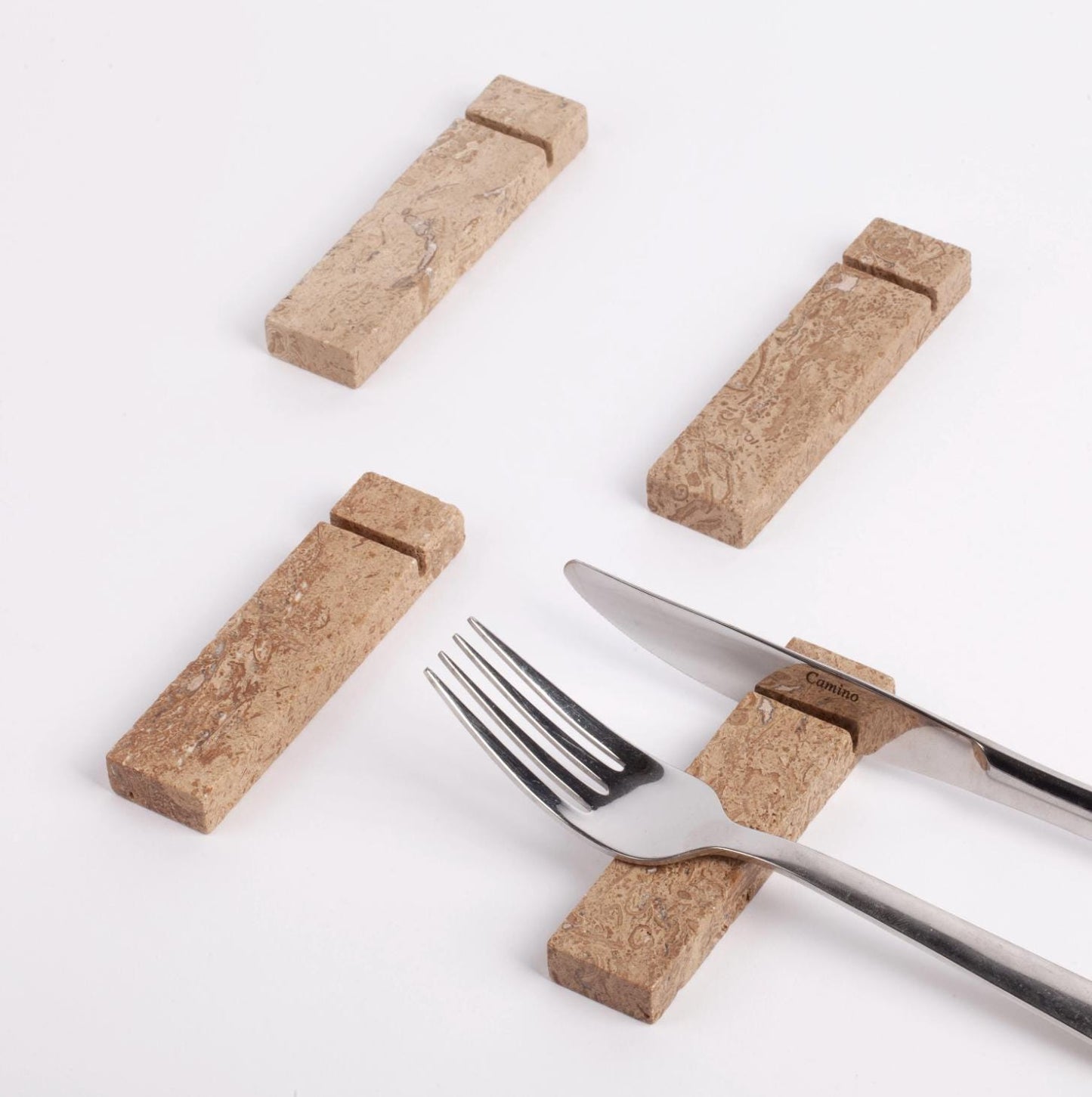 Noche Travertine Knife Rest, Beige Travertine Cutlery Rest set, Marble Cutlery Rest set, Marble Chopstick, Cutlery Rest, Stone Knife Rest