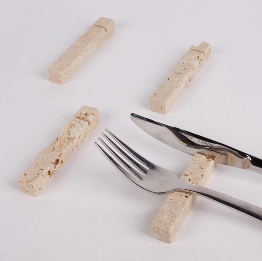 Rustic Beige Travertine Cutlery Rest, Brown Travertine Cutlery Rest, Marble Chopstick Rest, Cutlery Rest Set, Marble Cutlery Rest,Knife Rest