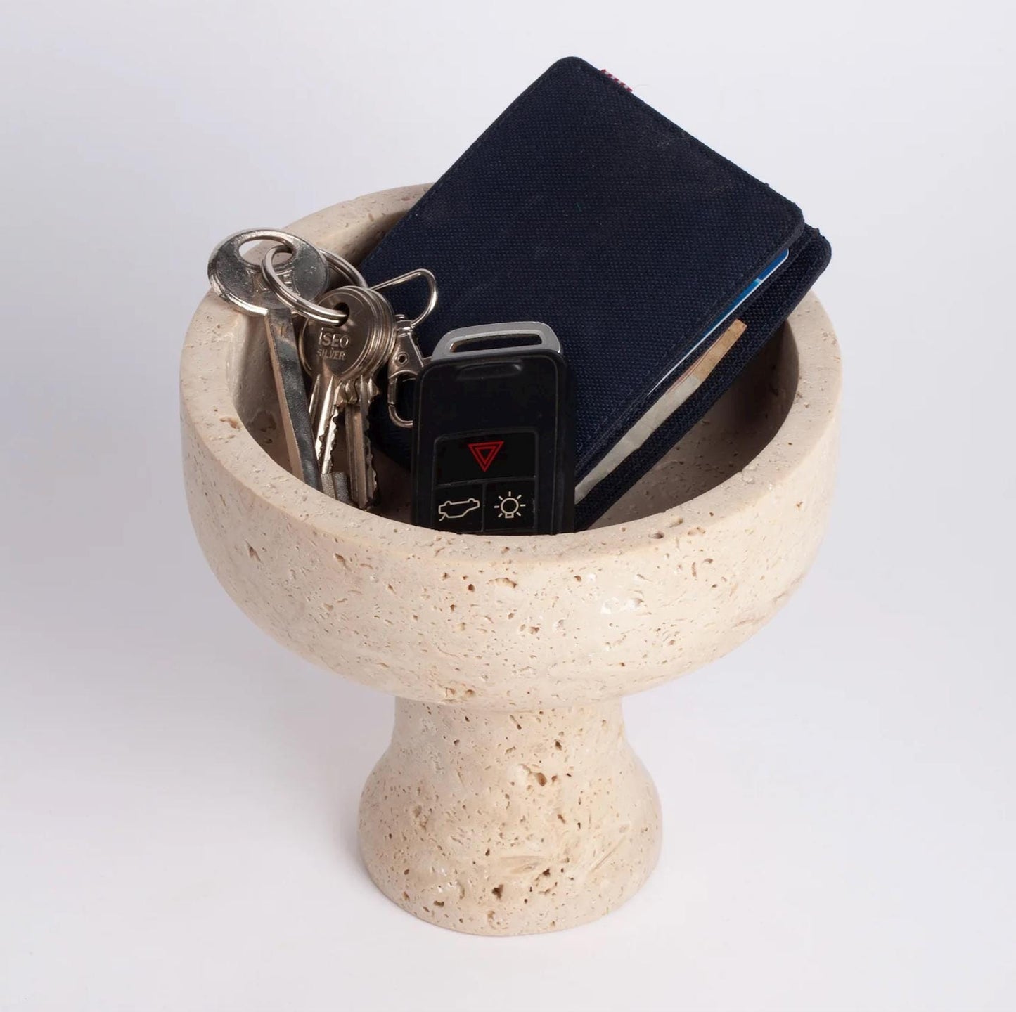 Travertine Pedestal Bowl, Natural Stone Bowl, Kitchen Accessories, Home Gift, Home Decoration, Handmade Bowl, Gift For Her, Catchall