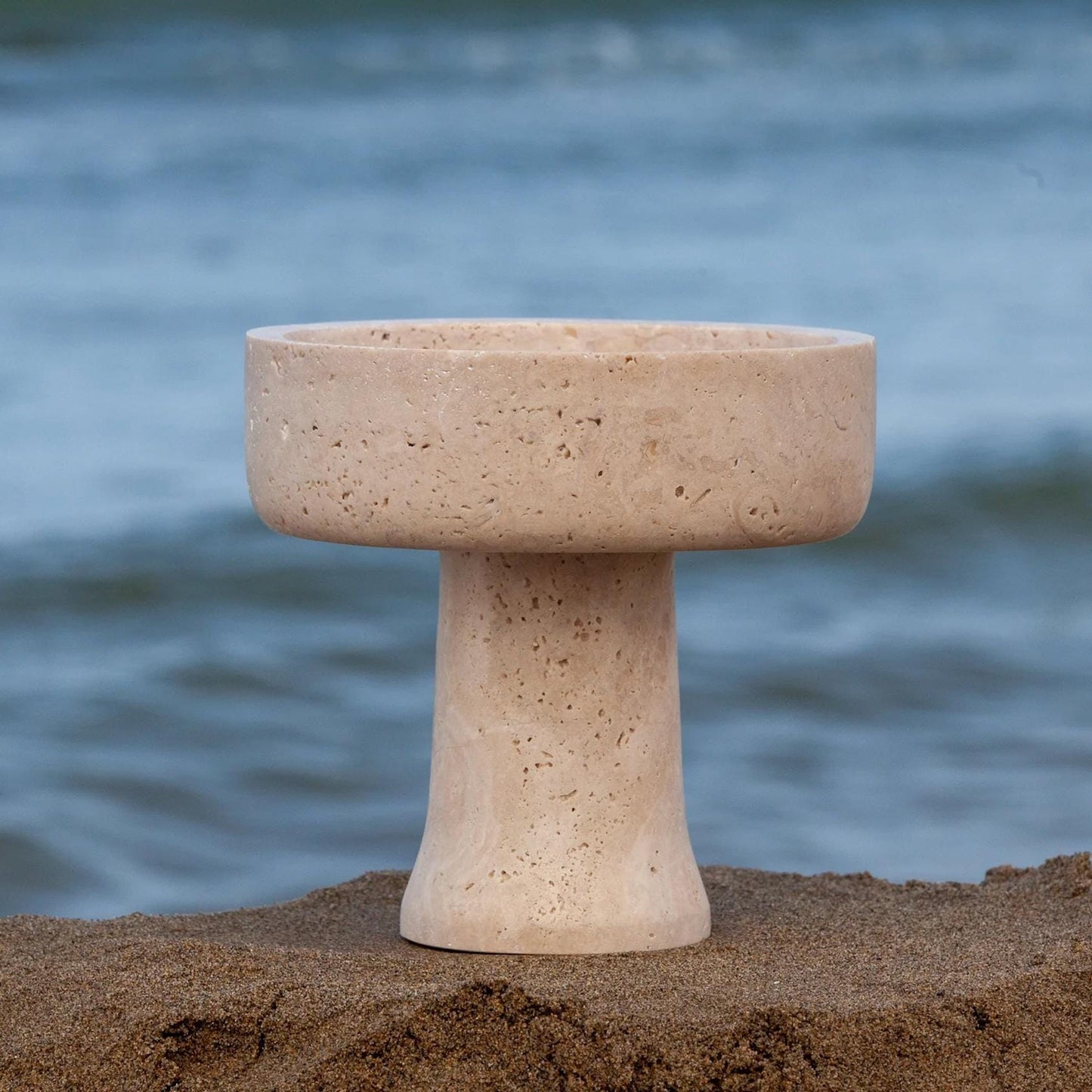 Travertine Pedestal Bowl, Natural Stone Bowl, Kitchen Accessories, Home Gift, Home Decoration, Handmade Bowl, Gift For Her, Catchall