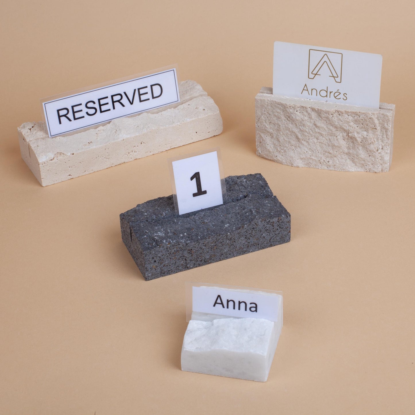 Travertine Card Holder, 20-25-30cm/8-10-12", Marble Menu Holder, Stone Wedding Place Holders, Name Tag Holder, Wedding Name Tag Holder