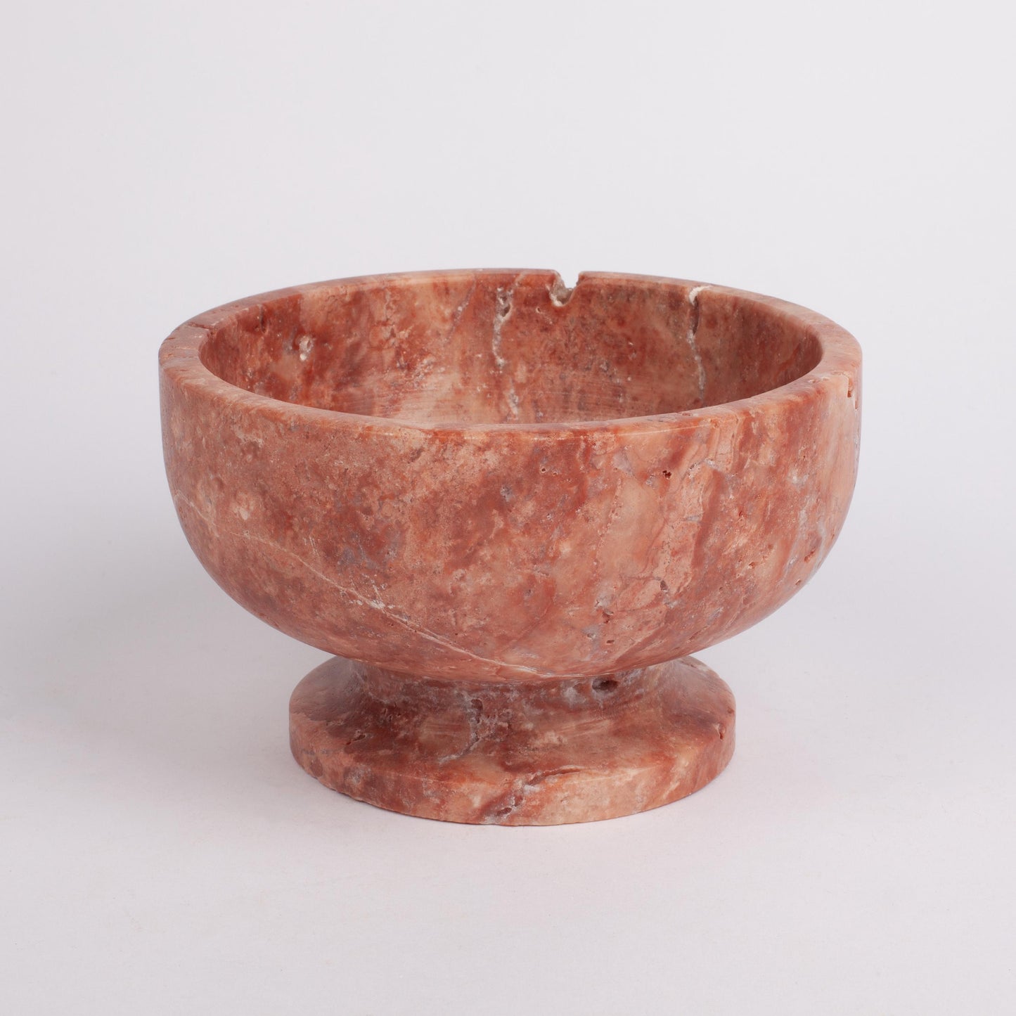 Pink Travertine Pedestal Bowl, Natural Stone Bowl, Kitchen Accessories, Home Decoration, Handmade Bowl, Gift For Her, Pink Kitchen