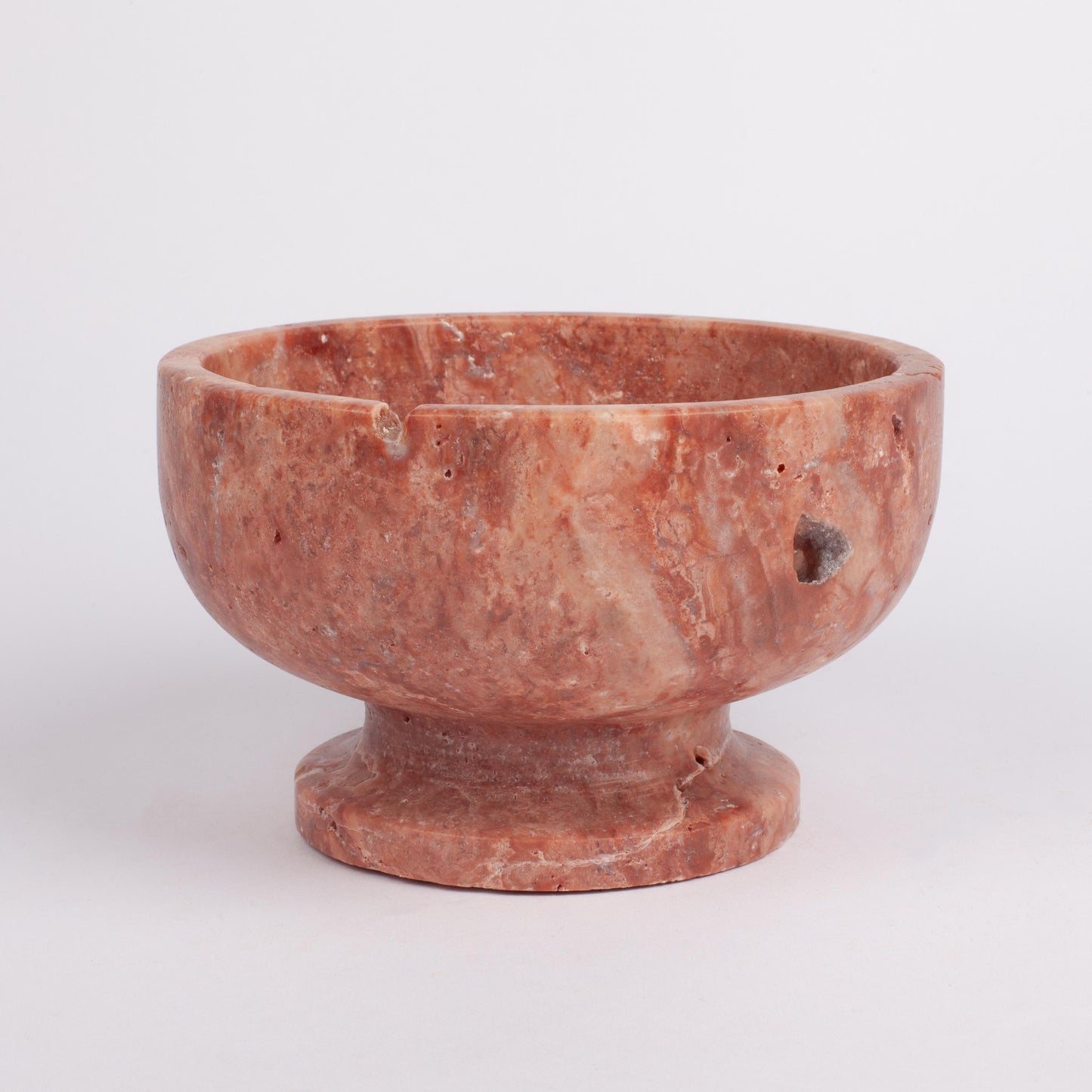 Pink Travertine Pedestal Bowl, Natural Stone Bowl, Kitchen Accessories, Home Decoration, Handmade Bowl, Gift For Her, Pink Kitchen