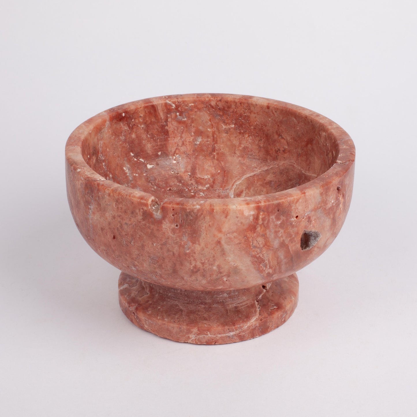 Pink Travertine Pedestal Bowl, Natural Stone Bowl, Kitchen Accessories, Home Decoration, Handmade Bowl, Gift For Her, Pink Kitchen