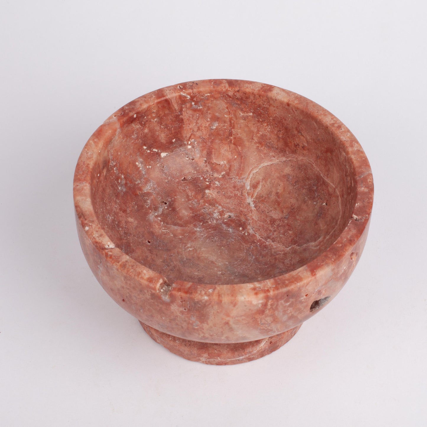 Pink Travertine Pedestal Bowl, Natural Stone Bowl, Kitchen Accessories, Home Decoration, Handmade Bowl, Gift For Her, Pink Kitchen