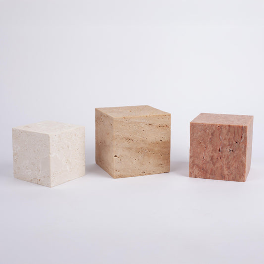 Travertine Cube & Rectangle, 3.5-4.3 Inch Marble Cube, Travertine Ornament, Marble Ornament, Housewarming Gift, Primitive Decoration Cube