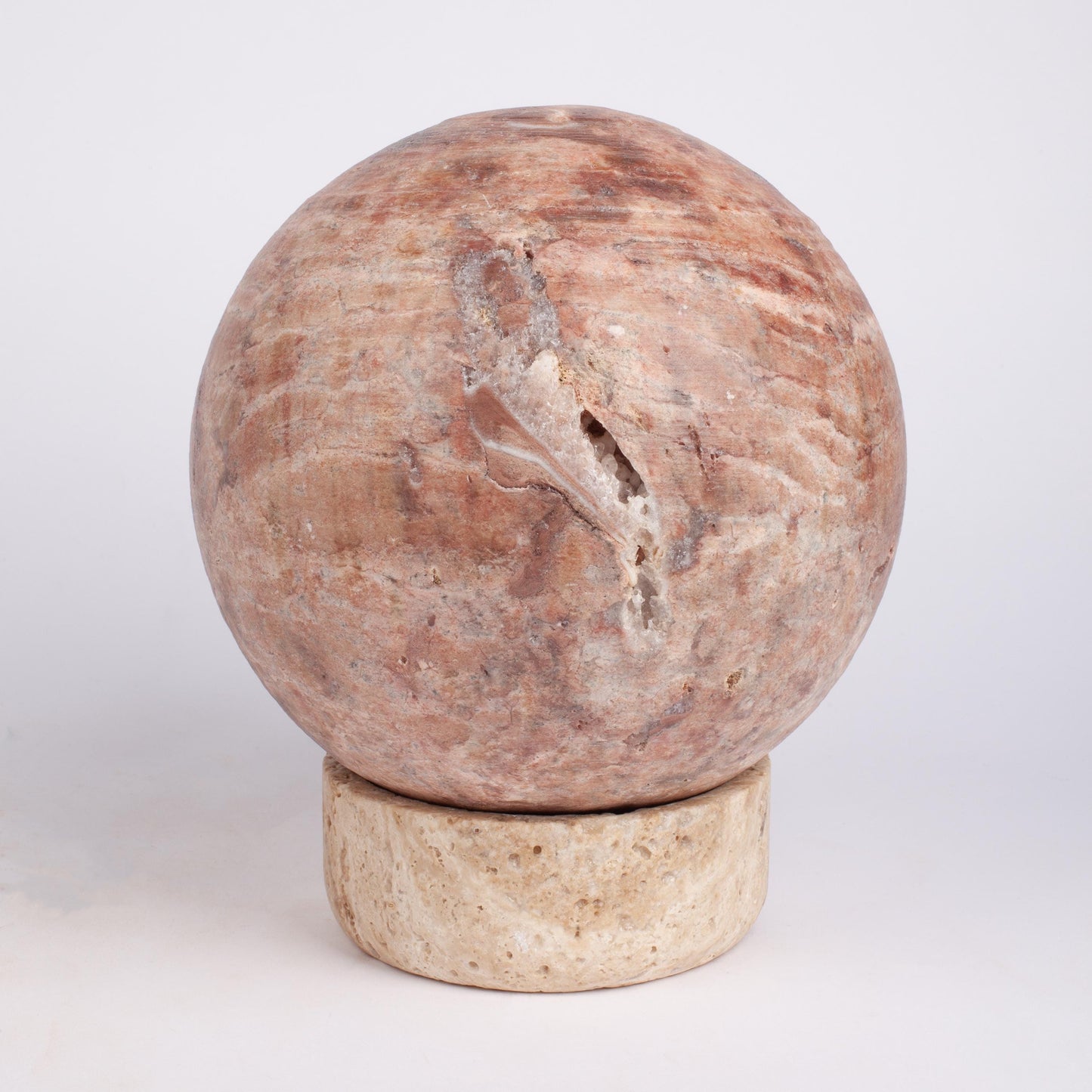 Pink Travertine Sphere 7.5 Inch/19 cm, Travertine Ball, Marble Ball, Marble Sphere, Travertine Ornament, Marble Ornament, Housewarming Gift