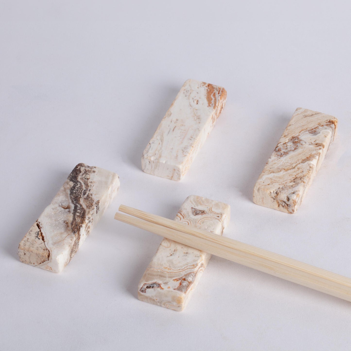 Leonardo Travertine Cutlery Rest with knife insert / Red Travertine Chopstick Rest / Marble Cutlery Rest / Cutlery Rest Set