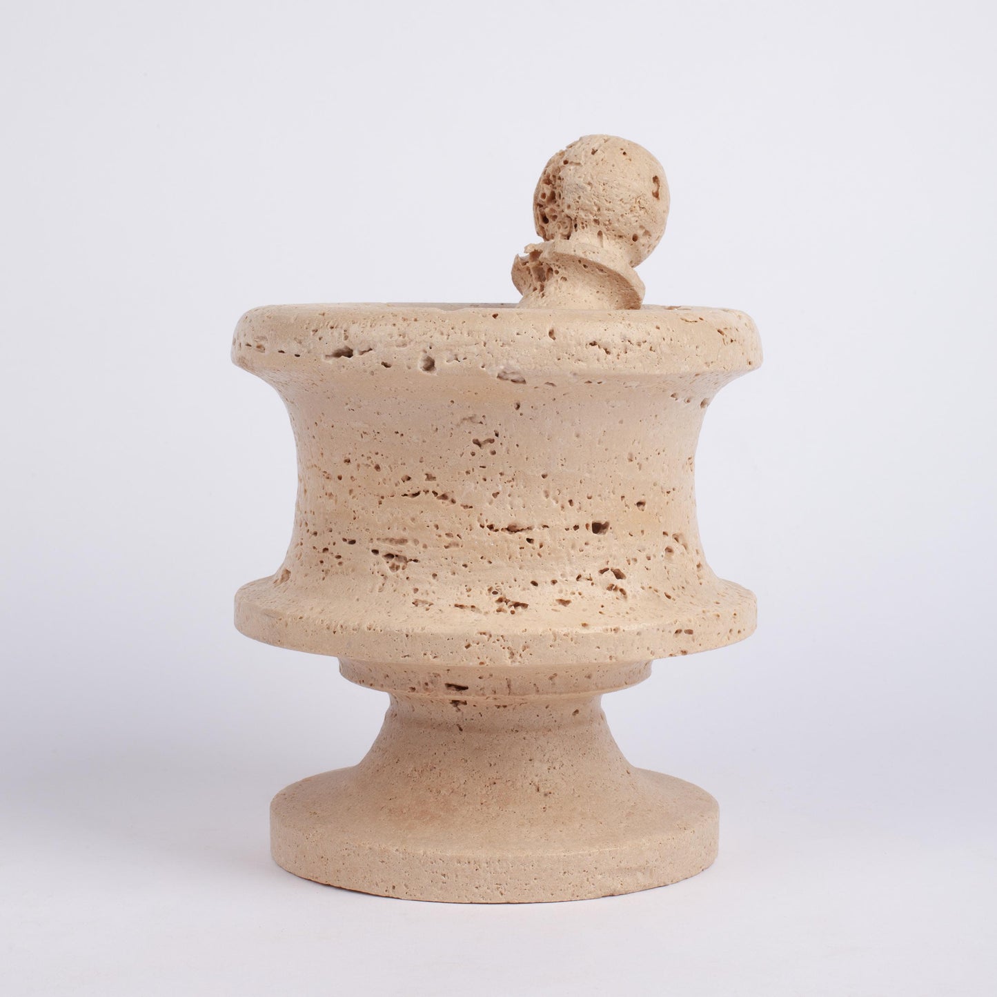 5.9" (15 cm) Travertine Mortar with pedestal, Stone Mortar, Home Decoration, Marble Decoration, Home Accessories, Home Gift, Molcajete