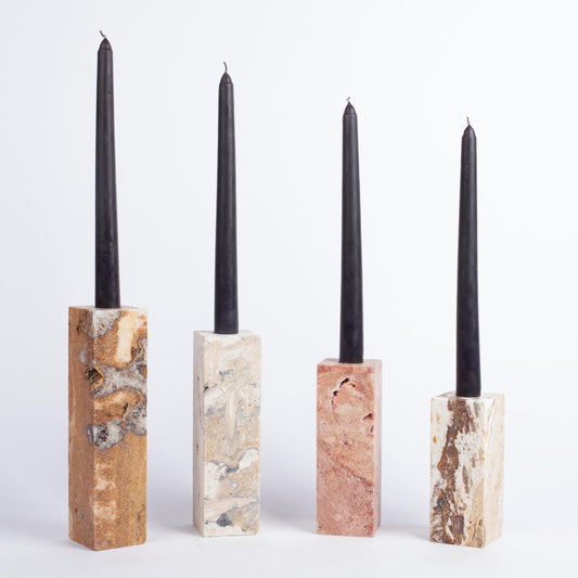 Travertine & Onyx Candlestick Holder, Chunky Candlestick Holder, Marble Candlestick Holder, Rectangle Candlestick Holder, Stone Candle