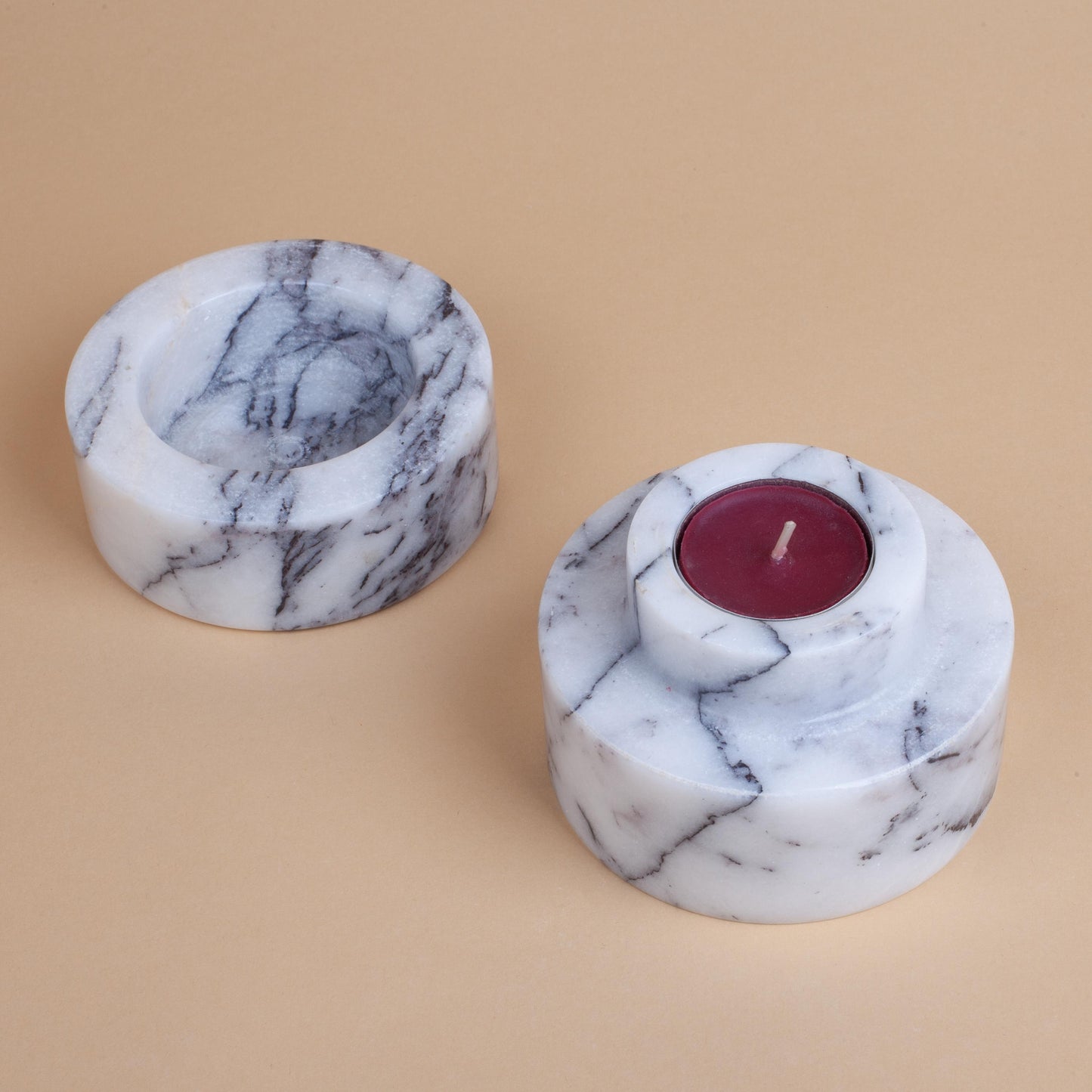 Lilac Marble Candle Holder with Lid, Unique Candlestick Holder, Natural Candle Holder, Marble Candle Holder, Stone Candle Holder