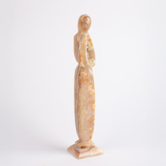 Alabaster Handmade Woman Figure, Marble Figure, Small Alabaster Statue, Small Woman Statue, Centerpiece Figure, Yellow Onyx, Onyx Figure