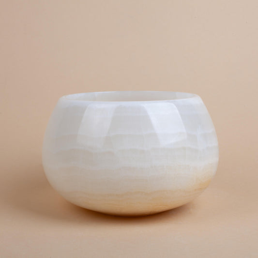 6.3" (16 cm) Alabaster Bowl, Onyx Bowl, Unique Natural Stone Bowl, Unique Centerpiece, Home Decoration, Home Accessories, Clear Alabaster