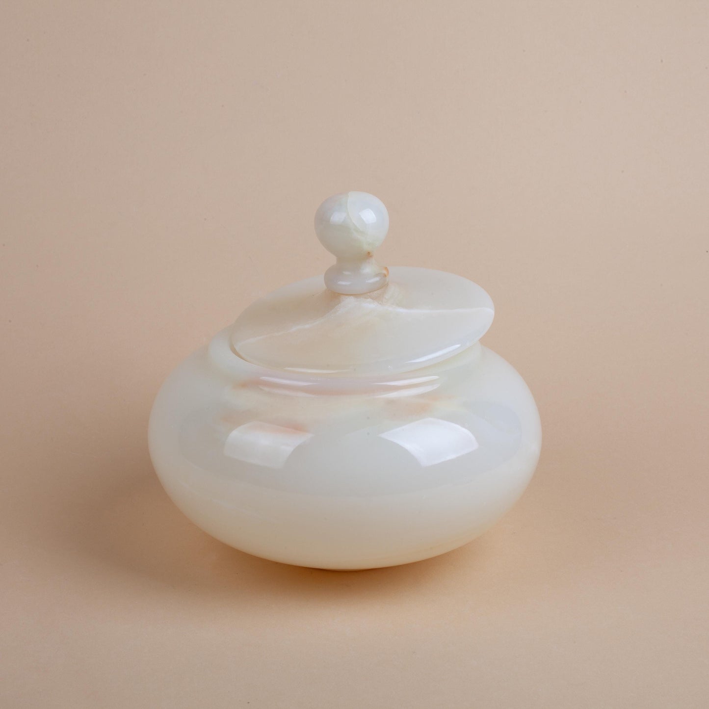 7.3" Alabaster Bowl with lid, Onyx Bowl, Unique Natural Stone Bowl, Unique Centerpiece, Home Decoration, Home Accessories, Clear Alabaster