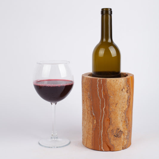 Travertine Cylinder Vase, Marble Wine Bottle Holder, Wine Holder, Wine Chiller, Natural Stone Vase, Marble Vase, Yellow Travertine Decor