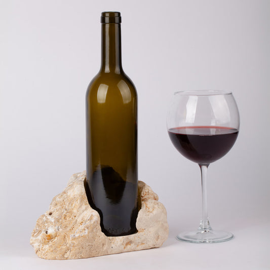 Unique Travertine Wine Bottle Holder / Stone Wine Bottle Holder / Stone Wine Holder / Marble Wine Bottle Holder / Wine Holder / Wine Rack