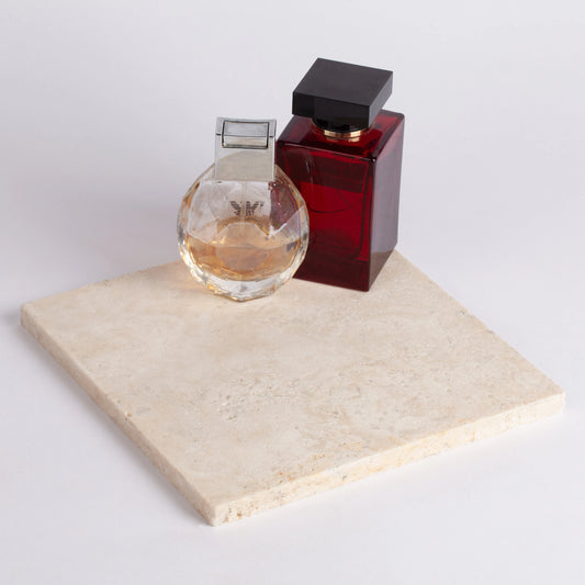 7.9" x 7.9" (20 x 20 cm) Travertine Tray, Stone Tray, Marble Plate, Marble Catchall, Stone Cathchall, Marble Tray, Natural Stone Tray