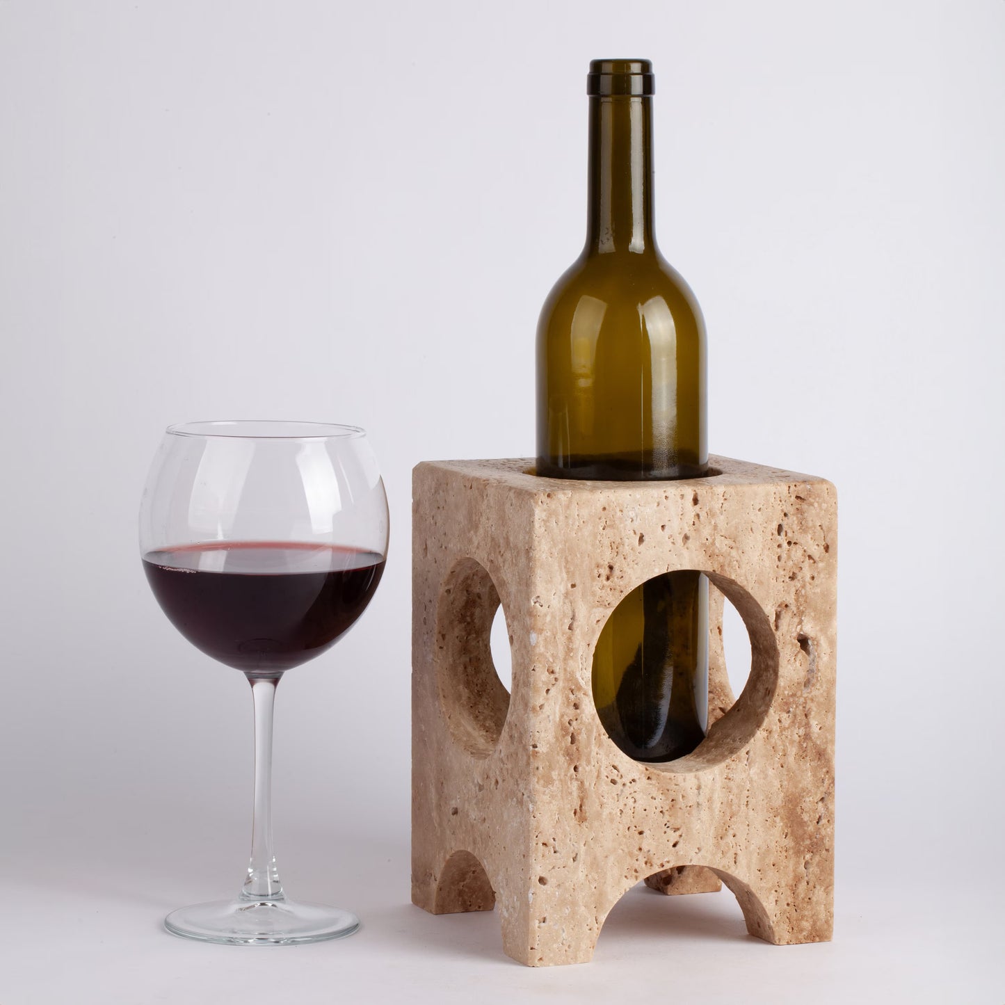 Unique Travertine Wine Bottle Holder / Stone Wine Bottle Holder / Stone Wine Holder / Marble Wine Bottle Holder / Wine Holder / Wine Rack