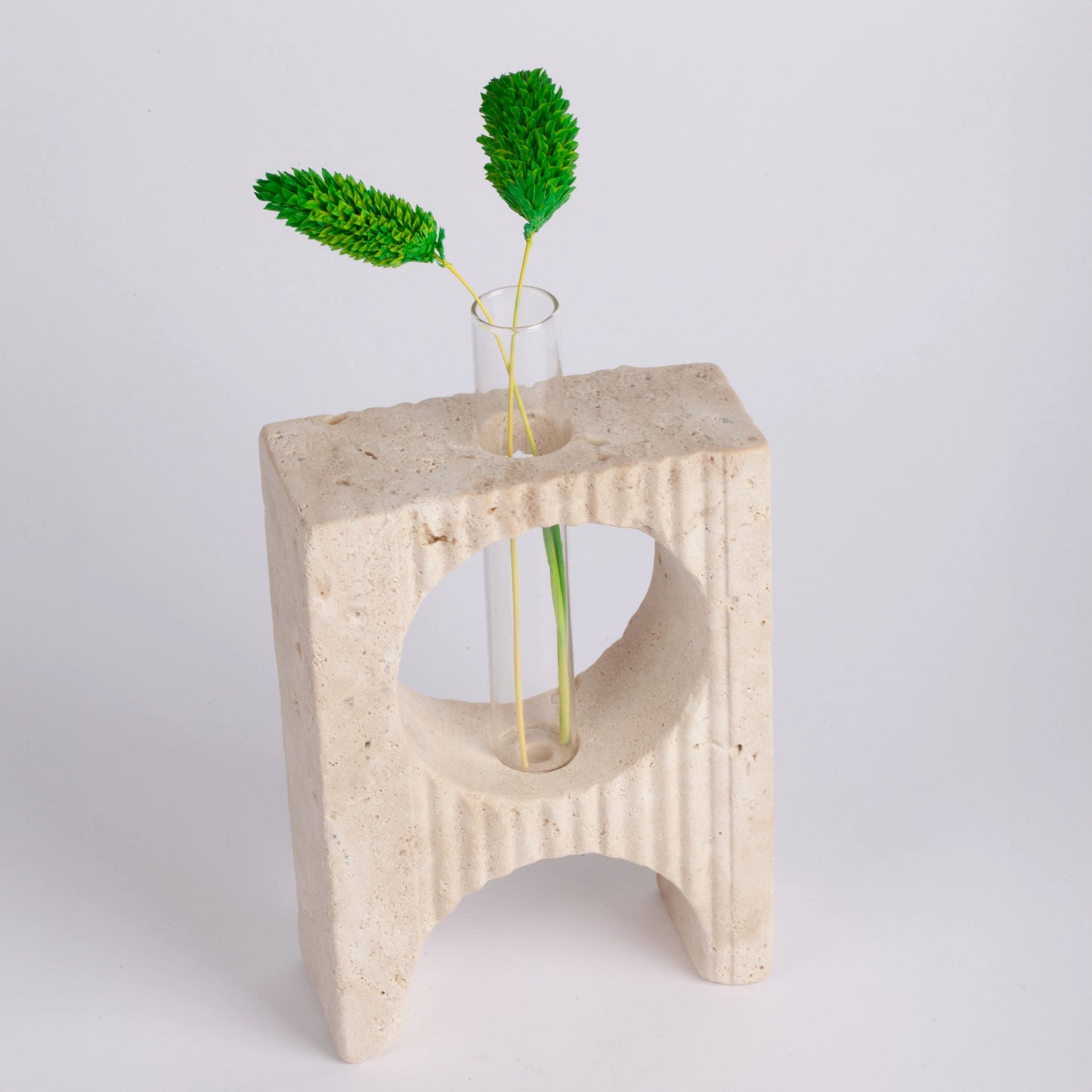 Beige Travertine Glass Planter Holder / Unique Planter / Travertine Planter / Mini Planter