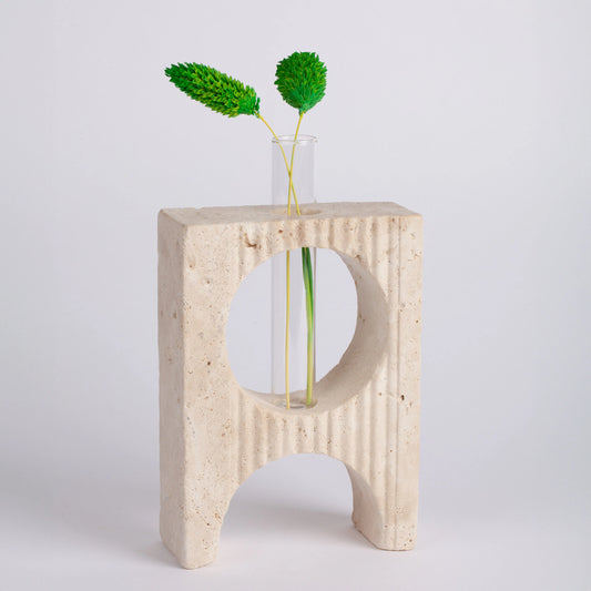 Beige Travertine Glass Planter Holder / Unique Planter / Travertine Planter / Mini Planter