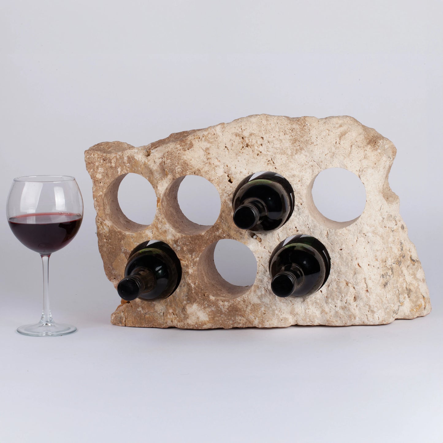 Unique Travertine Wine Bottle Holder / Stone Wine Bottle Holder / Stone Wine Holder / Marble Wine Bottle Holder / Wine Holder / Wine Rack