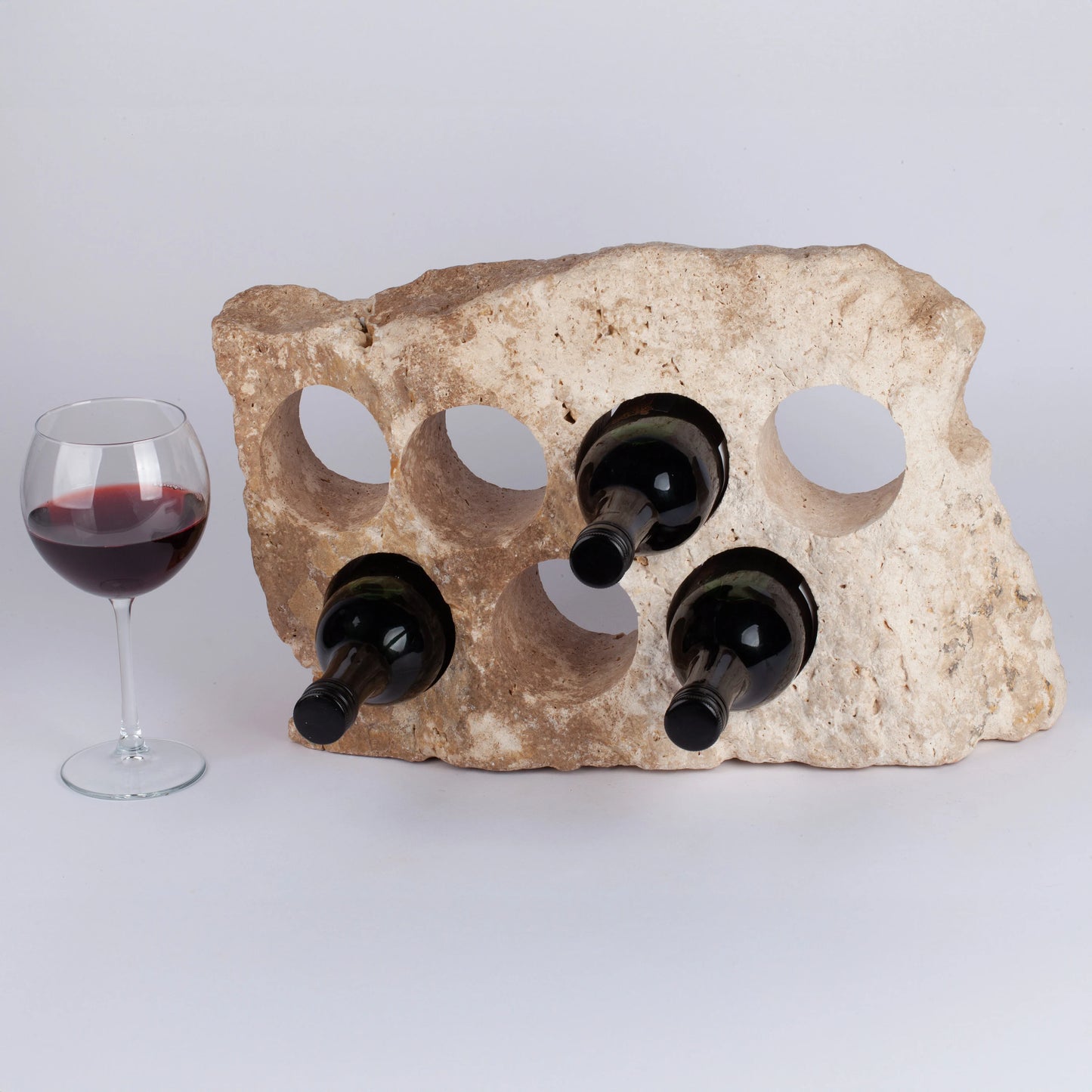 Unique Travertine Wine Bottle Holder / Stone Wine Bottle Holder / Stone Wine Holder / Marble Wine Bottle Holder / Wine Holder / Wine Rack