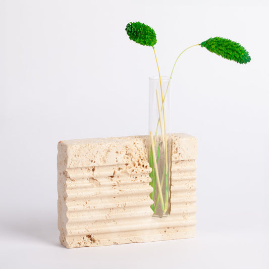 Travertine Planter / Travertine Glass Planter Holder / Unique Planter / Marble Planter