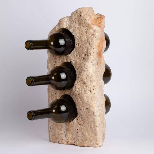 Unique Travertine Wine Bottle Holder / Stone Wine Bottle Holder / Stone Wine Holder / Marble Wine Bottle Holder / Wine Holder / Wine Rack