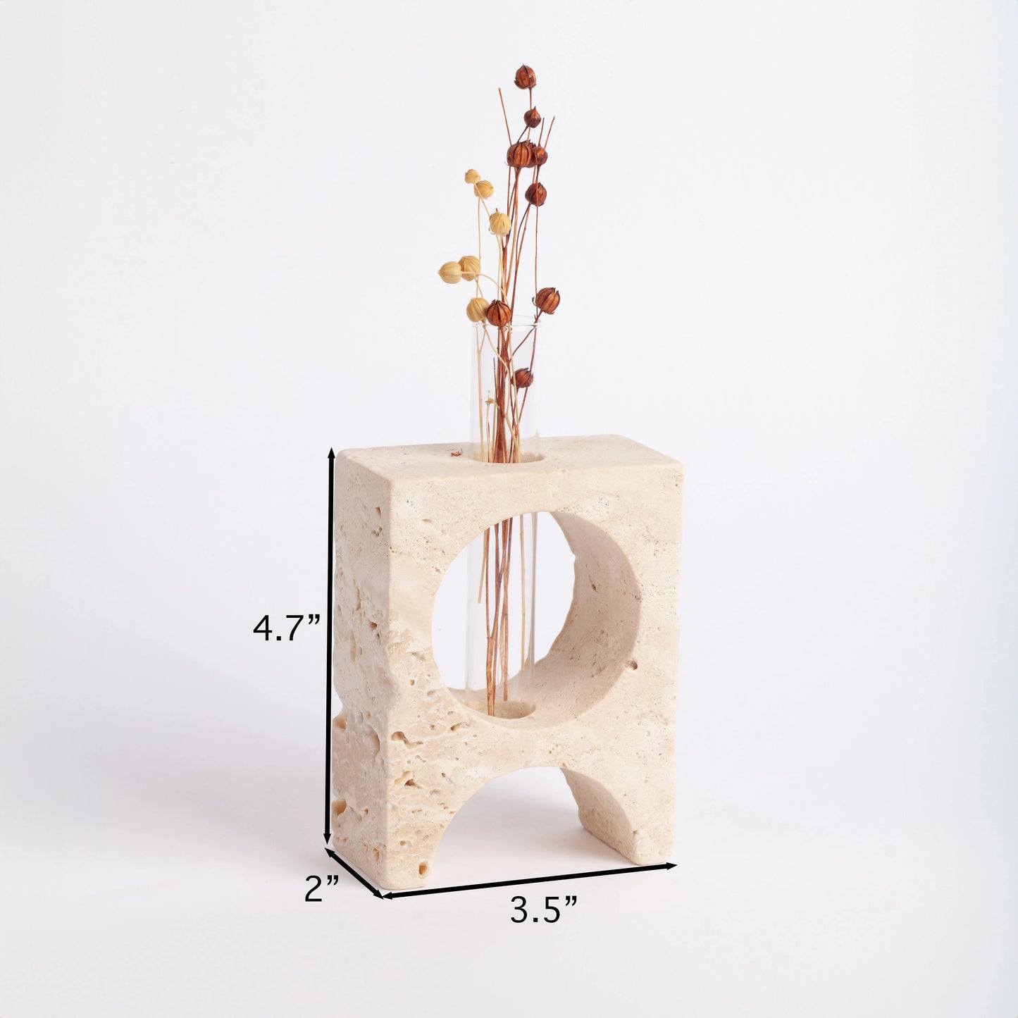 Beige Travertine Glass Planter Holder, Unique Planter, Square Planter, Natural Planter, Stone Planter, Travertine Planter, Marble Planter