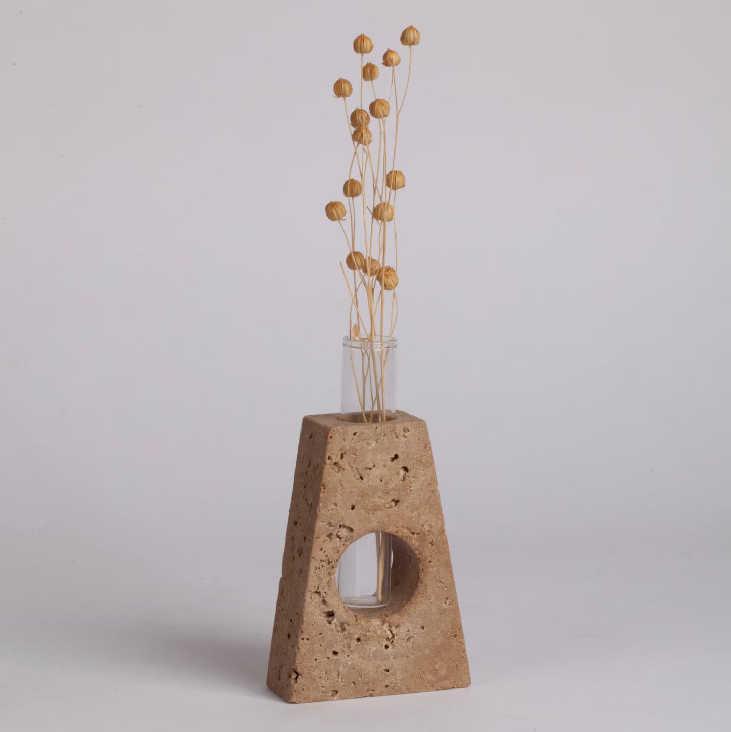 Travertine Glass Tube Holder "A", Unique Planter, Natural Planter, Stone Planter, Marble Planter, Travertine Planter, Small Planter