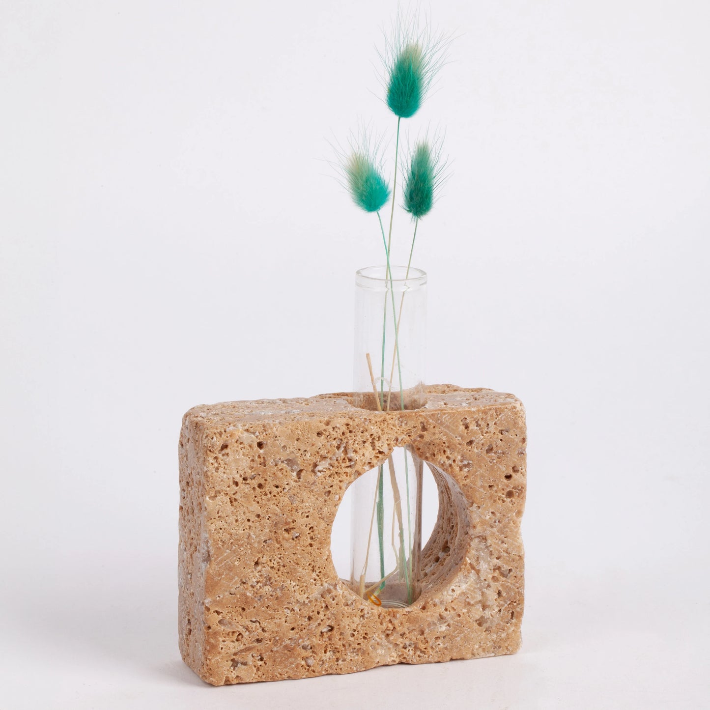 Travertine Glass Tube Holder, Unique Planter, Travertine Planter, Mini Planter, Test Tube Planter, Marble Candleholder