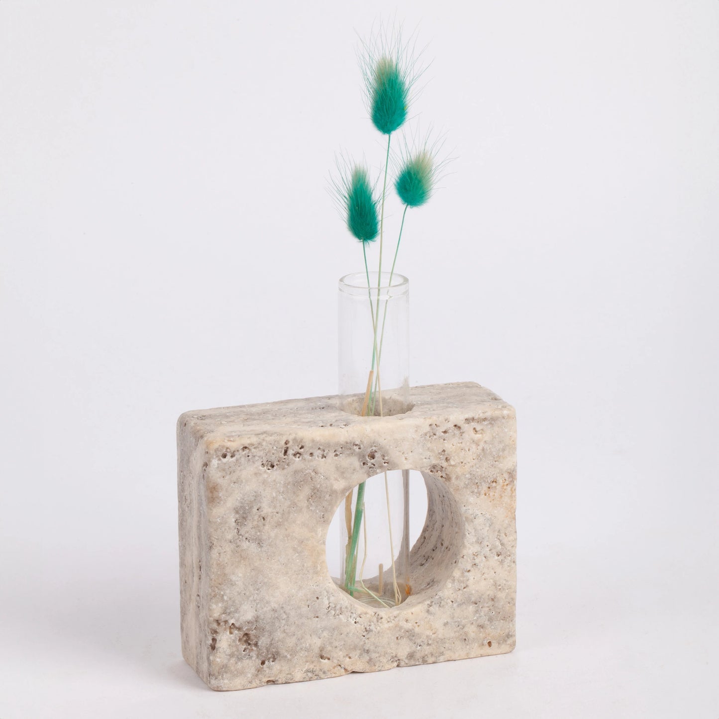 Travertine Glass Tube Holder, Unique Planter, Travertine Planter, Mini Planter, Test Tube Planter, Marble Candleholder