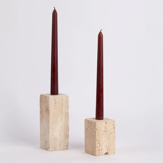 2pcs Travertine Rectangle Candlestick Holder set of two, Marble candlestick holder, stone candle holder, Candle holder, Beige Travertine